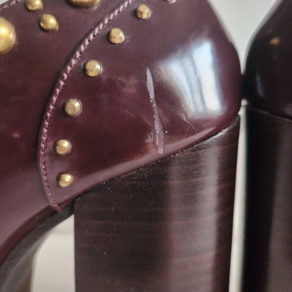 *NEW* Michael Kors Alberta Chestnut Studded Platform Loafer Pumps - Sz 7 - Picture 9 of 11